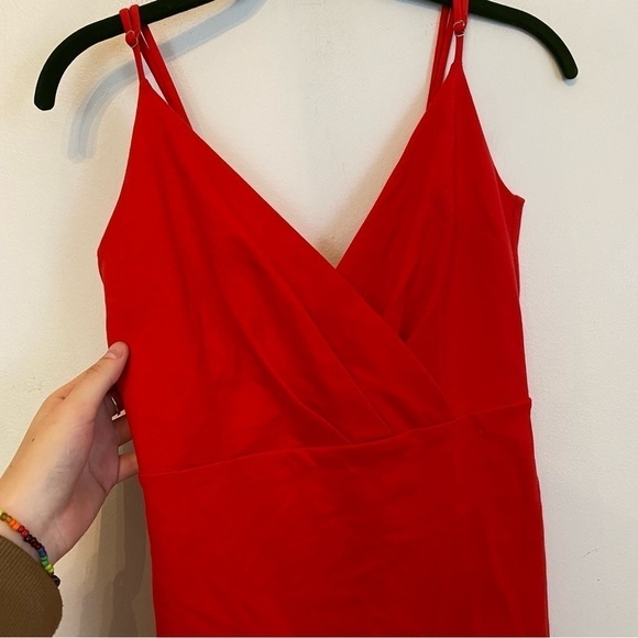 LULUS red v neck mini dress - Picture 4 of 4